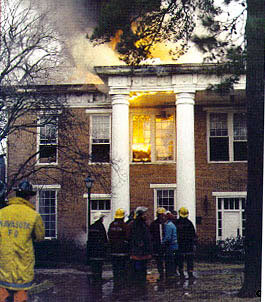 Austin Hall on fire