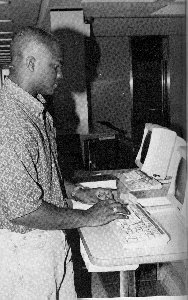 Student using a computer.