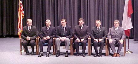 Polish police officers on stage.