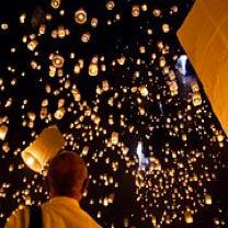 Yi Peng (Loi Krathong) festival in Tudongkasatan Lanna (Lanna Meditation Retreat Centre), Mae Jo Chiang Mai, Thailand.