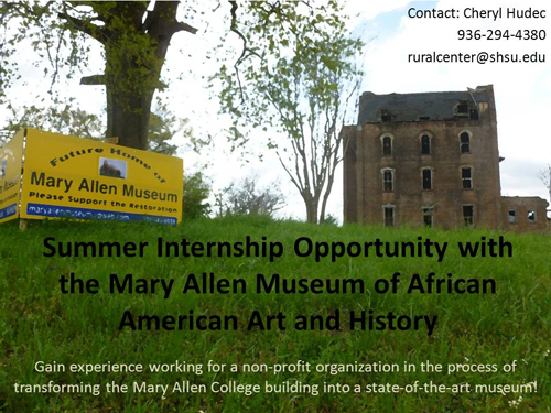 Non-Profit in Crockett Offers Internship Through Center