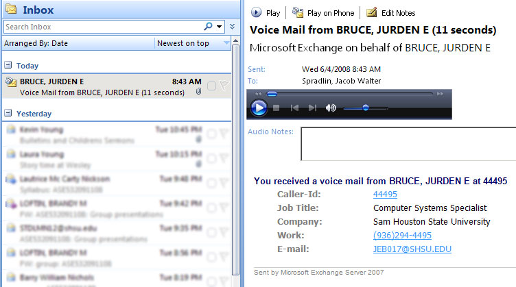 Voice Mail in Email