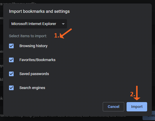 Chrome Select Options and Import