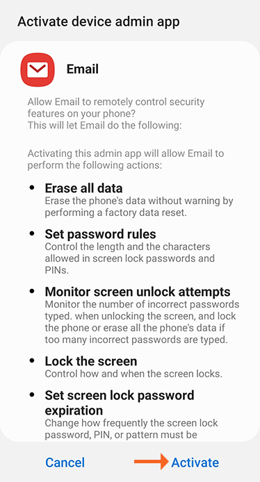 11.Android Mail Activate Email Control