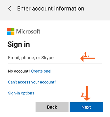 5.Android Mail Microsoft Signin