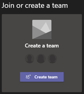 Create Team screen