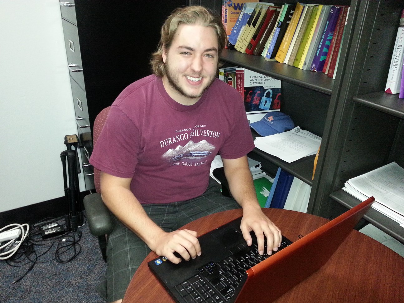Dylan Novak doing research in digital forensics