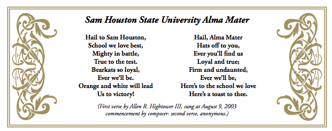 Sam Houston State University Alma Mater song