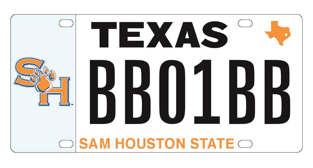 Sam Houston State Texas License Plate with BB01BB
