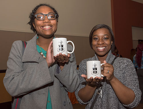 Dawine and another student with ALD mugs