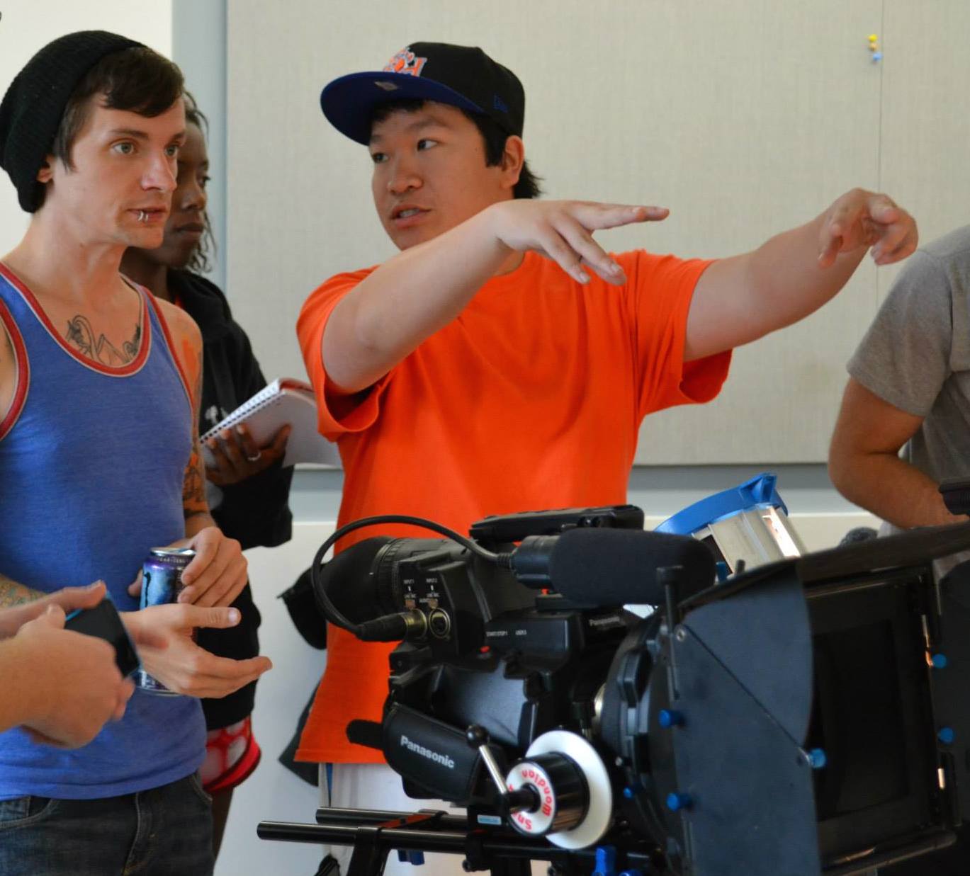 Monty Sloan and Khoi Nguyen working on a documentary