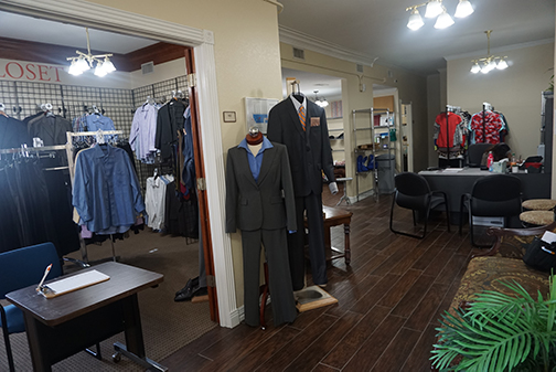 Inside the Tripod Thrift Shop. There is plenty of clothes and other amenities in the store.