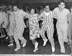 People dancing in pajamas