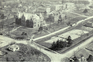 Different aerial view of campus.