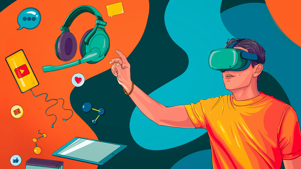 Illustration of person with VR headset