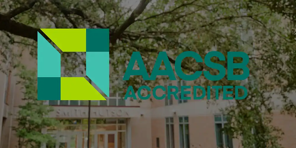 A photo of the accreditation symbol on the Smith-Hutson building.