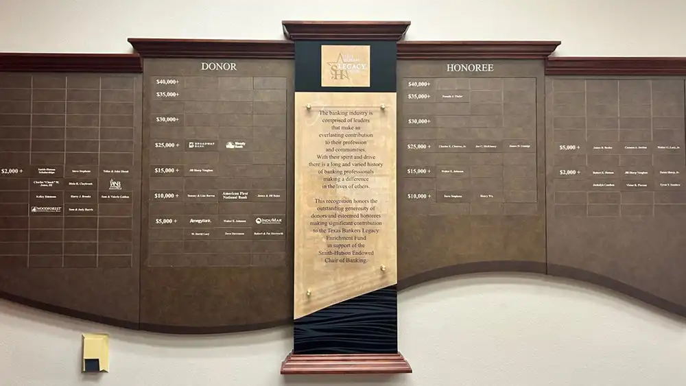 The Legacy Fund donor and honoree display.