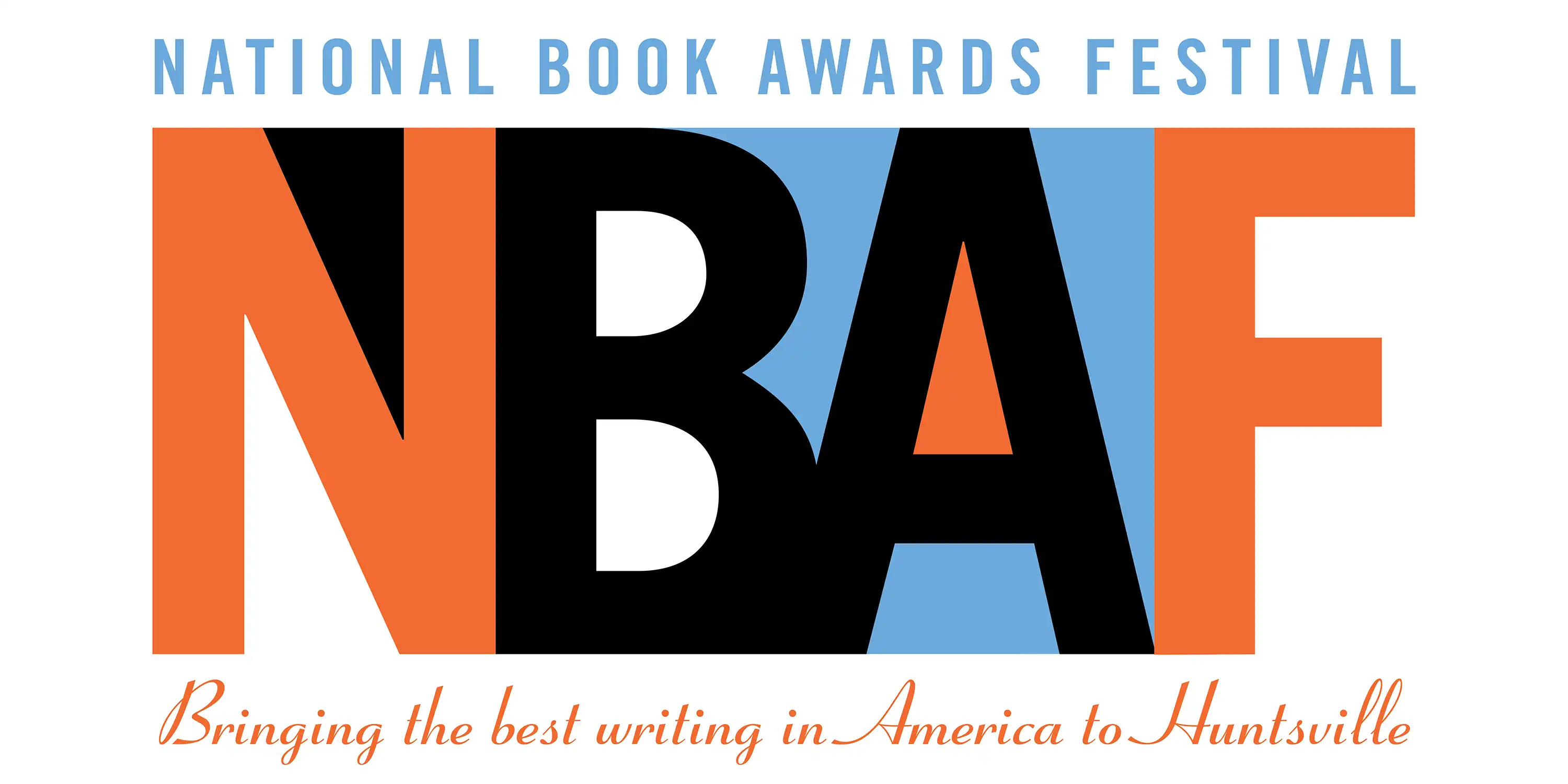 National Book Award Festival logo "bringing the best writing to America to Huntsville".