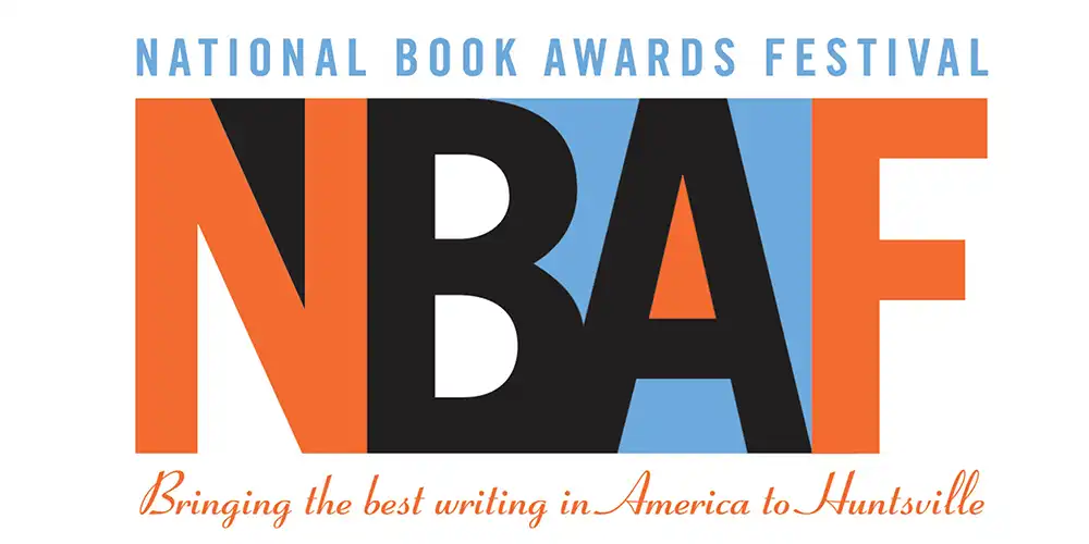 National Book Award Festival logo "bringing the best writing to America to Huntsville".