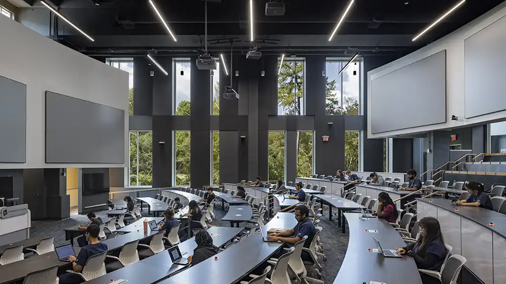 Auditorium with student doctors sitting in the space