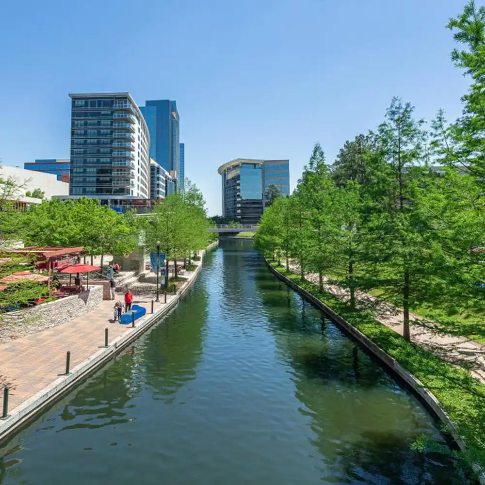 The Woodlands Waterway with river
