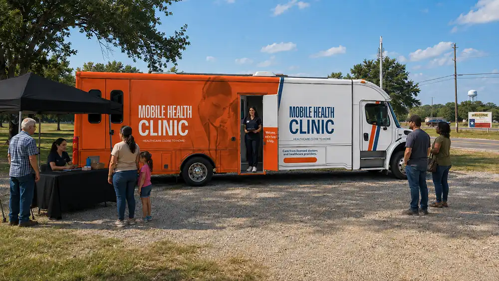 Mobile health unit rendering