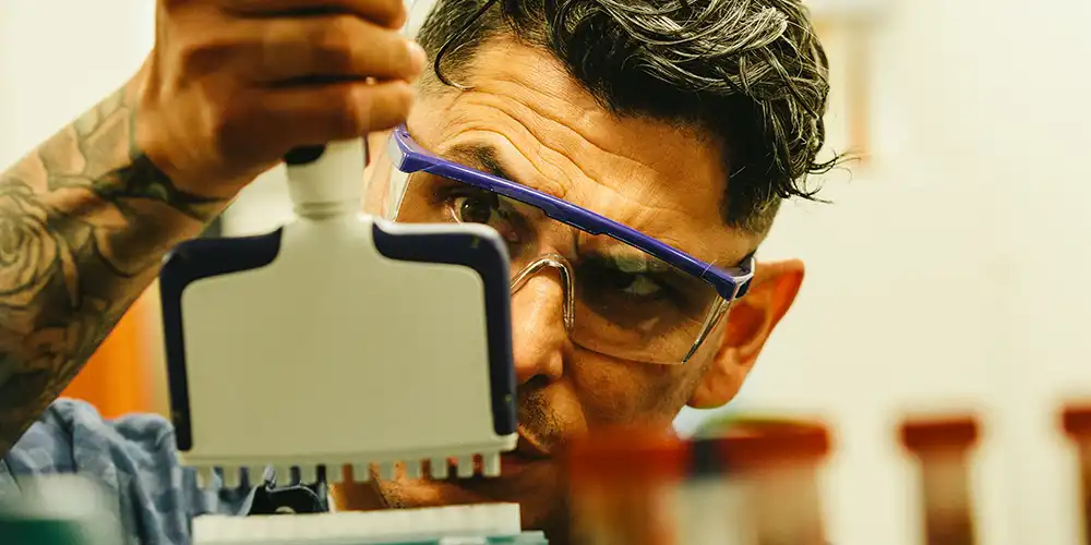 SHSU Student working in a lab