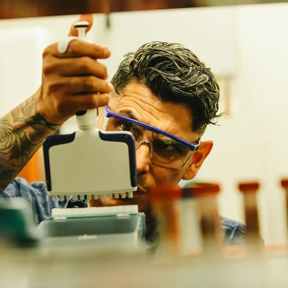 SHSU Student working in a lab