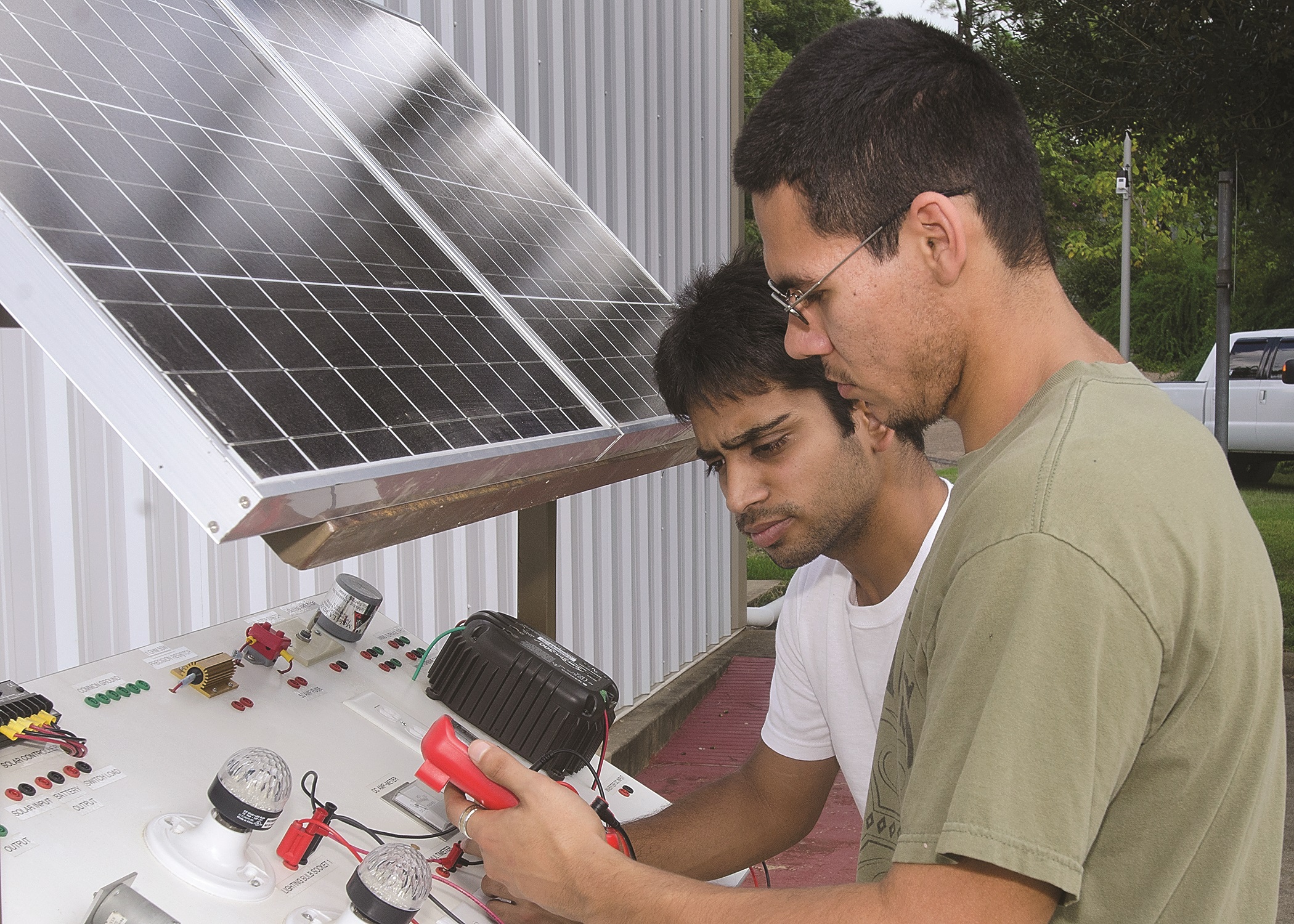 Students Testing Solar Panel Wiring