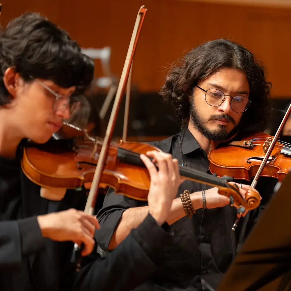 Student playing violin