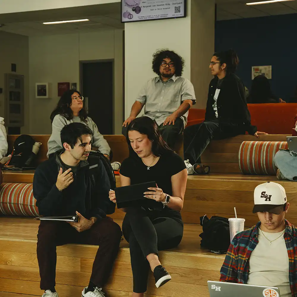Students deep in discussion in the Lowman Student Center