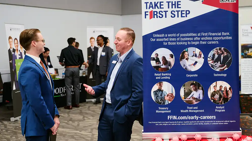 A student meeting a recruiter as an event.