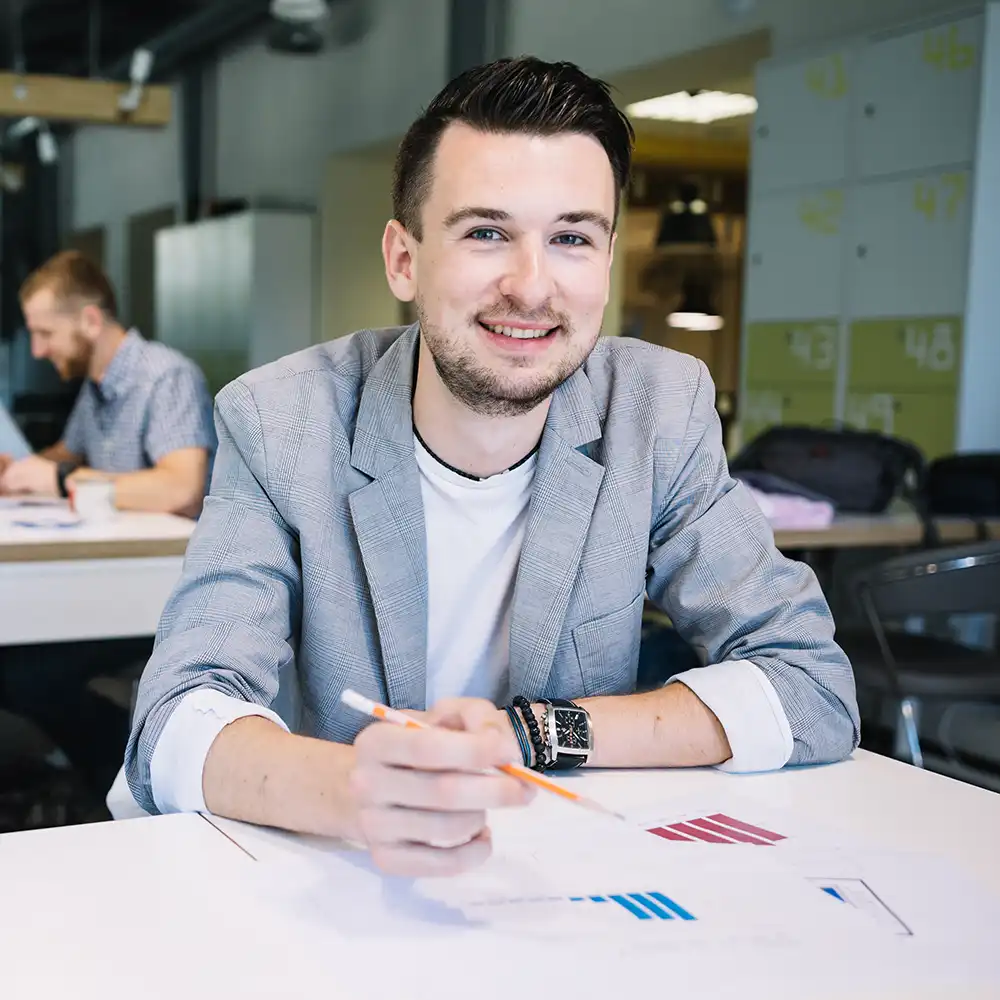 Economics professor advising students