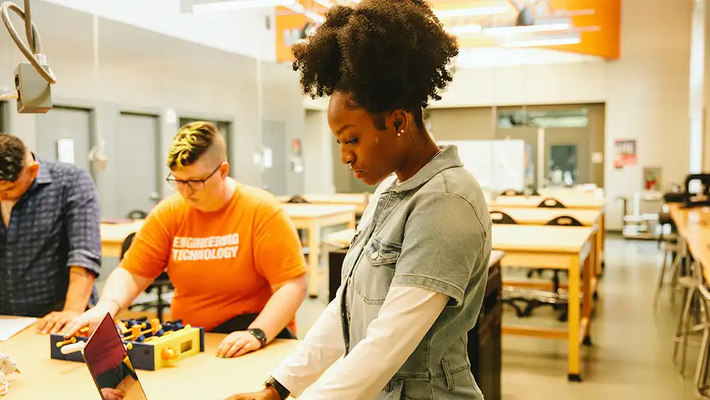 Student working in a lab.