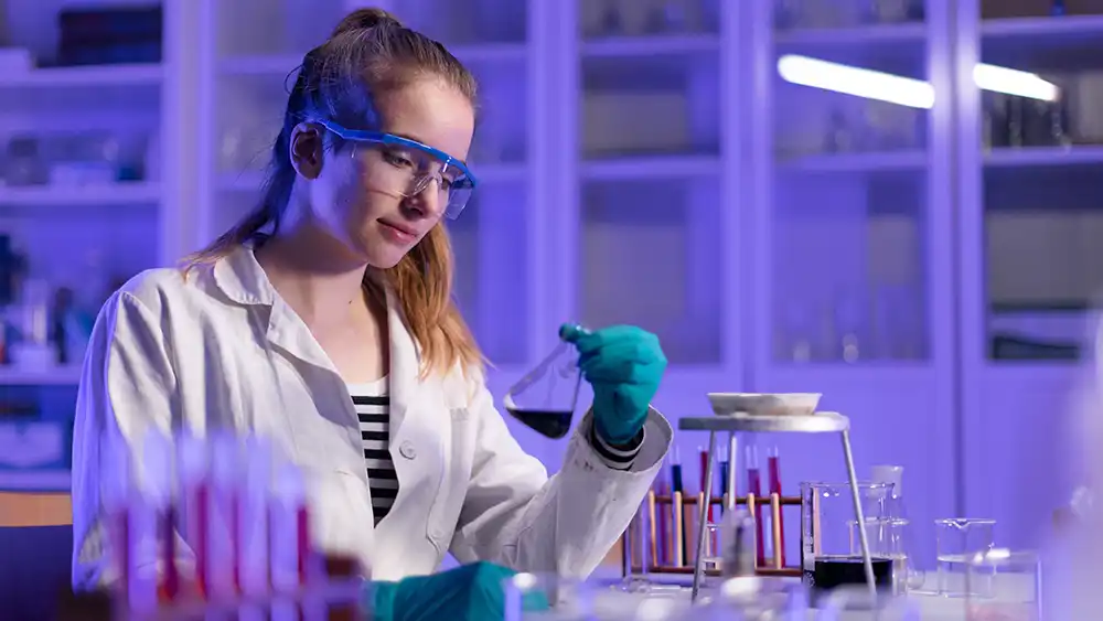 Student in chemistry lab