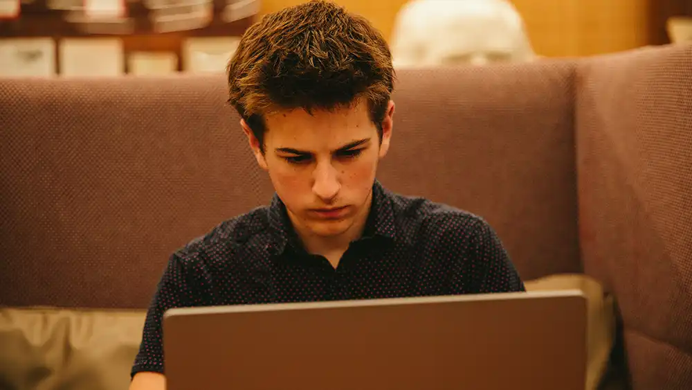 Student working on the computer