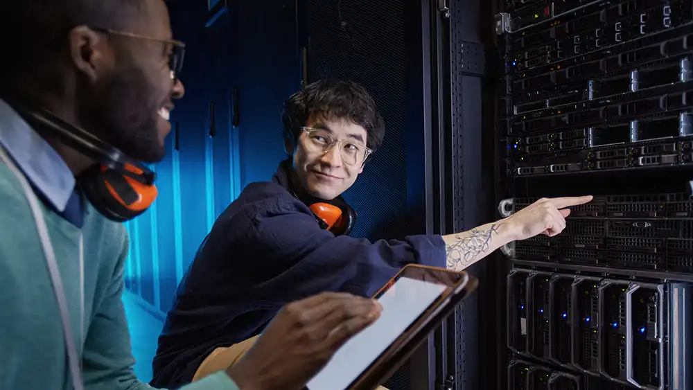 Network engineers in data center