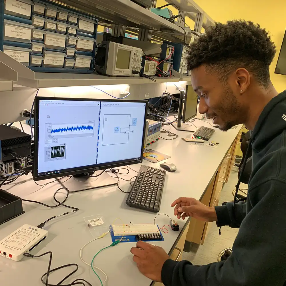 Student working in a lab