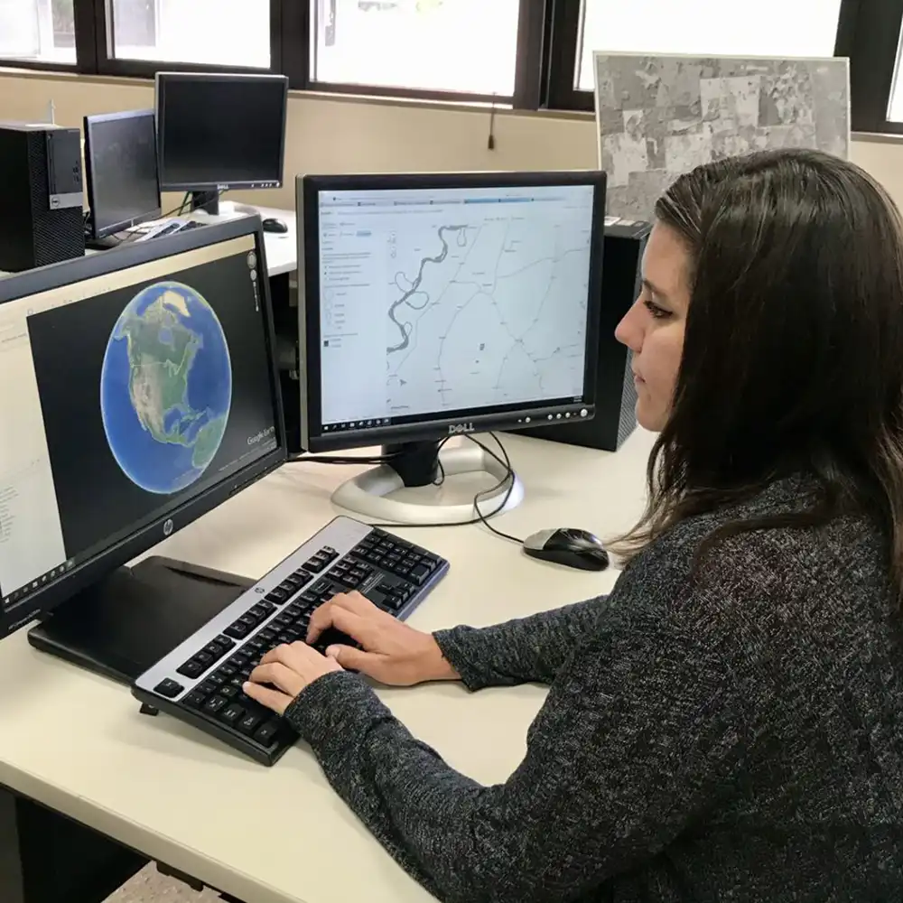 Woman working on a computer