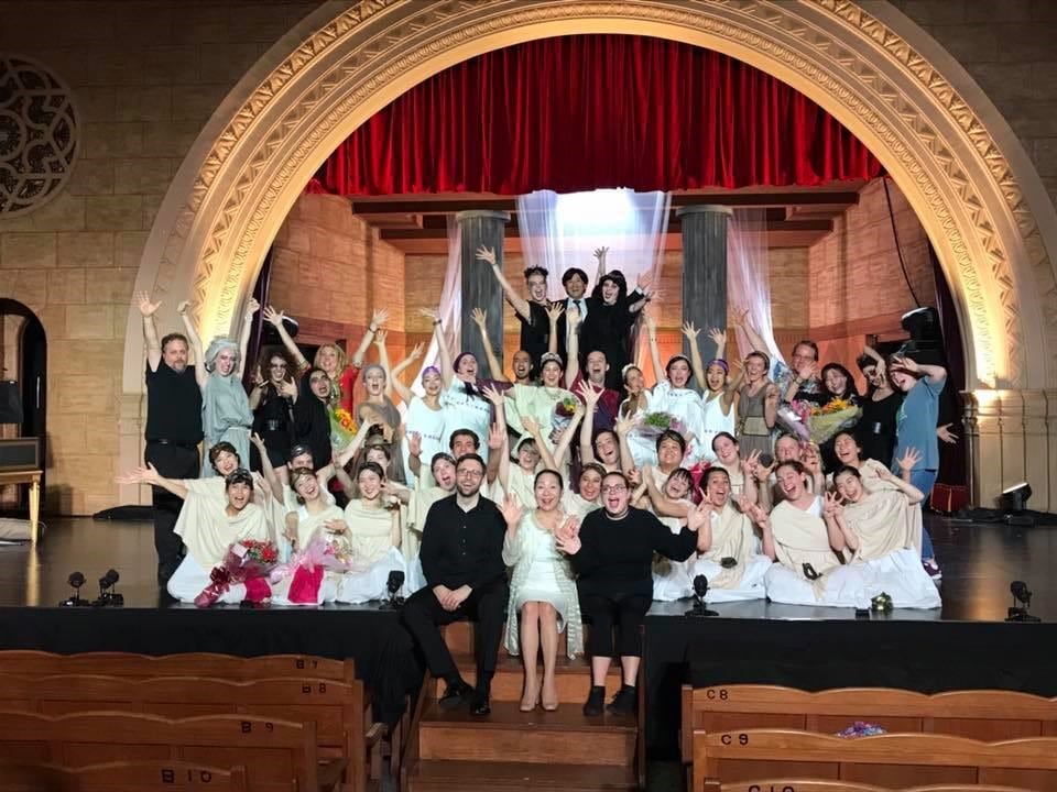 Full cast and crew of SHSU Opera’s 2018 co-production of Dido and Aeneas with Kobe College in Nishinomiya, Japan
