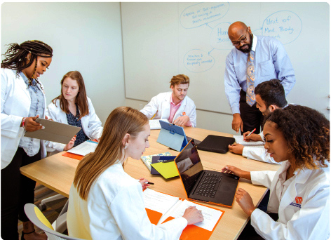 group of medical students in a classroom