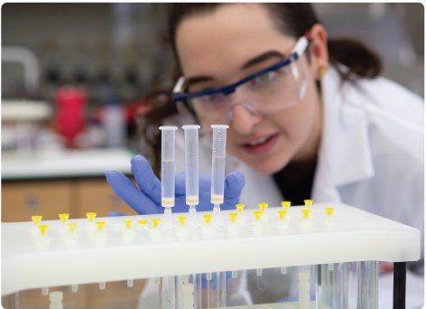 student in a science lab