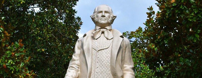 Statue of Sam Houston in the SHSU campus mall area.