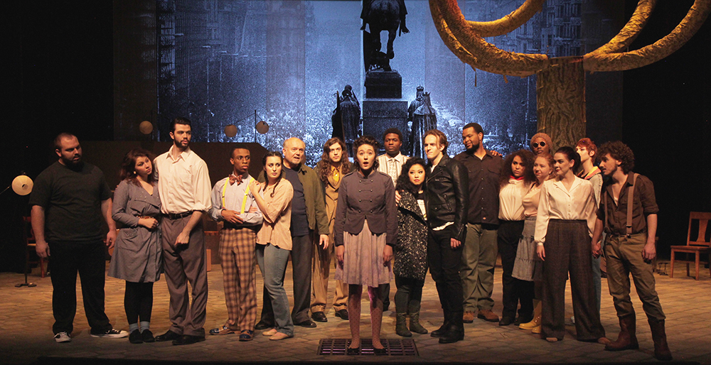  SHSU theatre actors on stage in As You Like It 