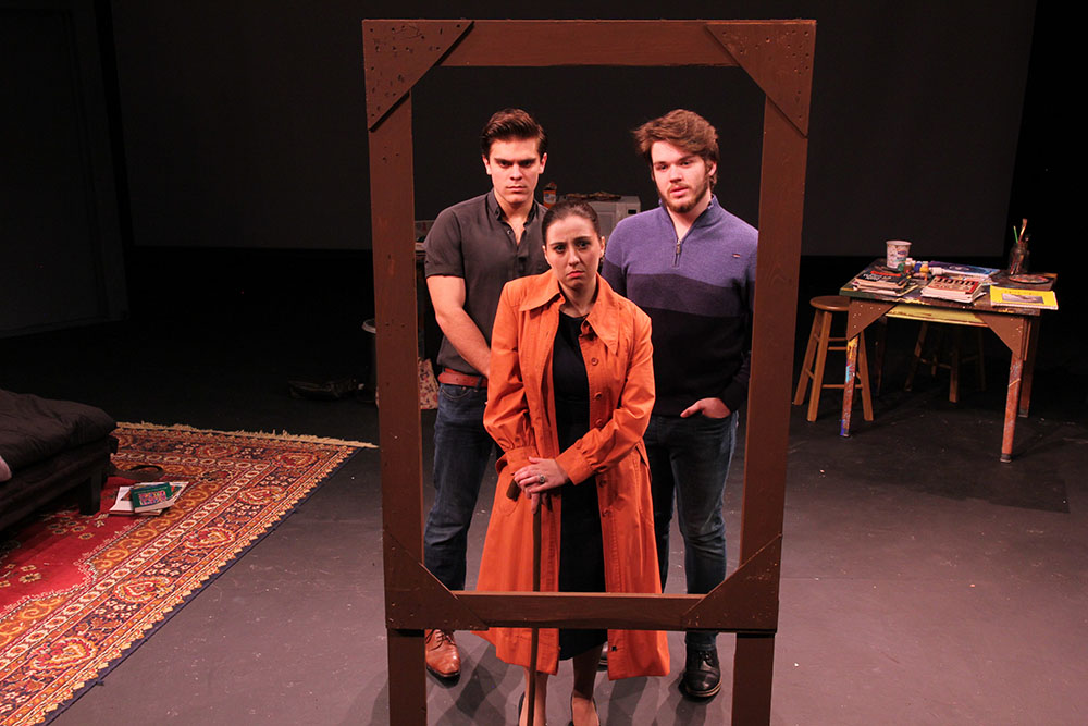 SHSU theatre actors at a mirror on stage in Credeaux Canvas 