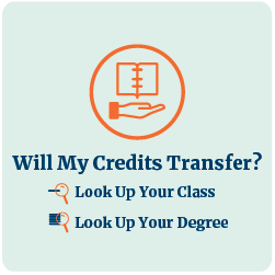 Will my credits transfer? Look up your class. Look up your degree.