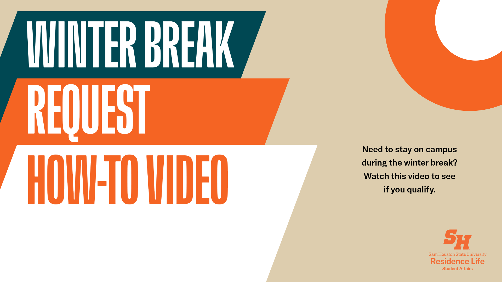 Watch the step-by-step process on requesting to stay on campus over the winter break.