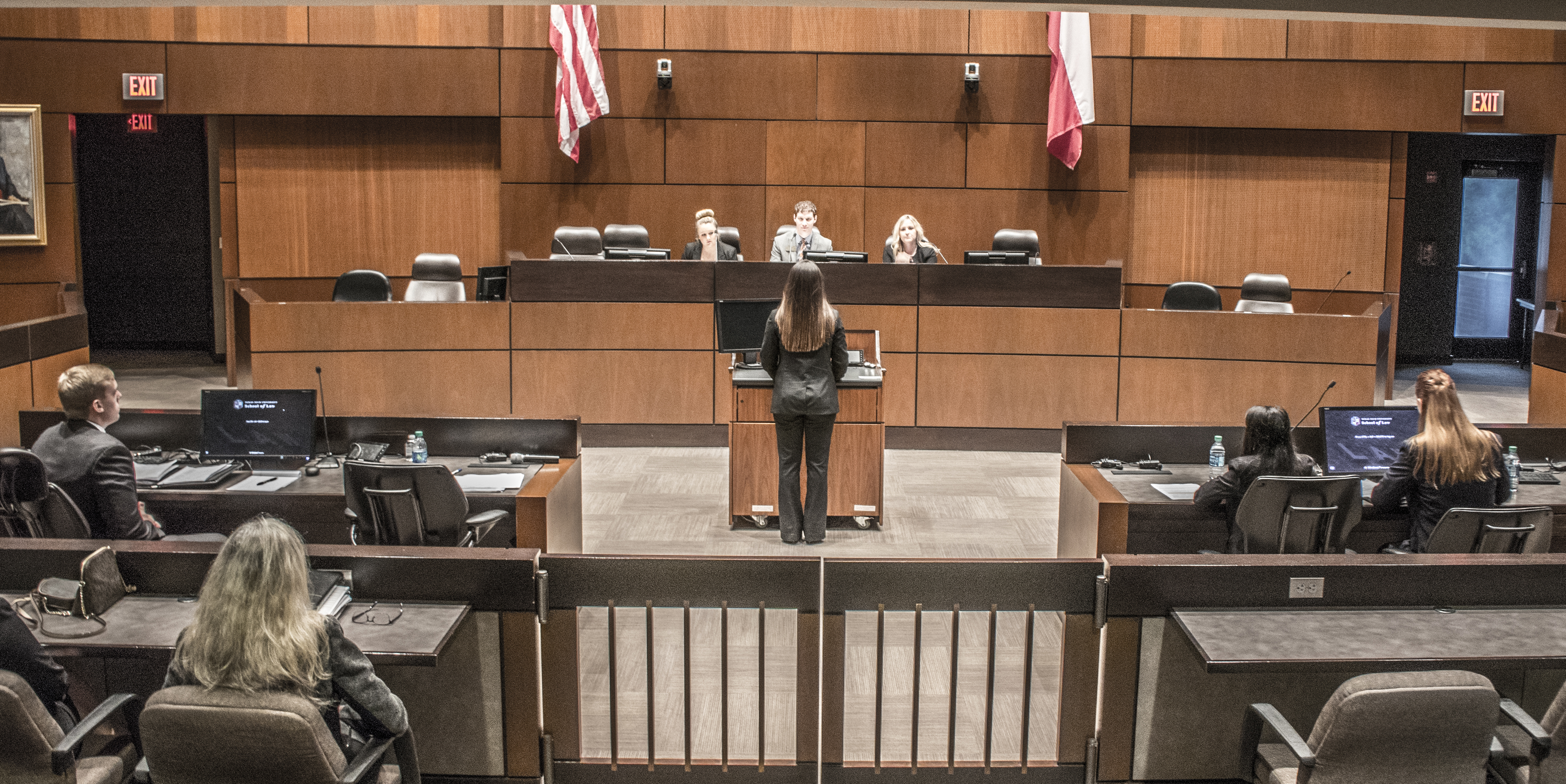 Moot Court students compete in the court-room against teams from across Texas and the US, often in front of practicing attorneys and judges.