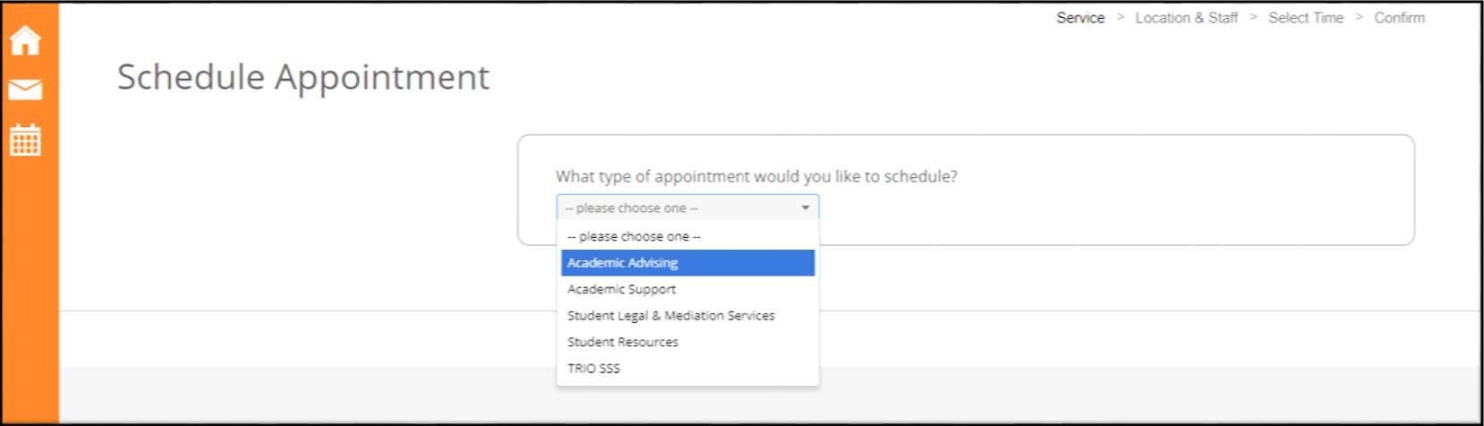 Drop down menu