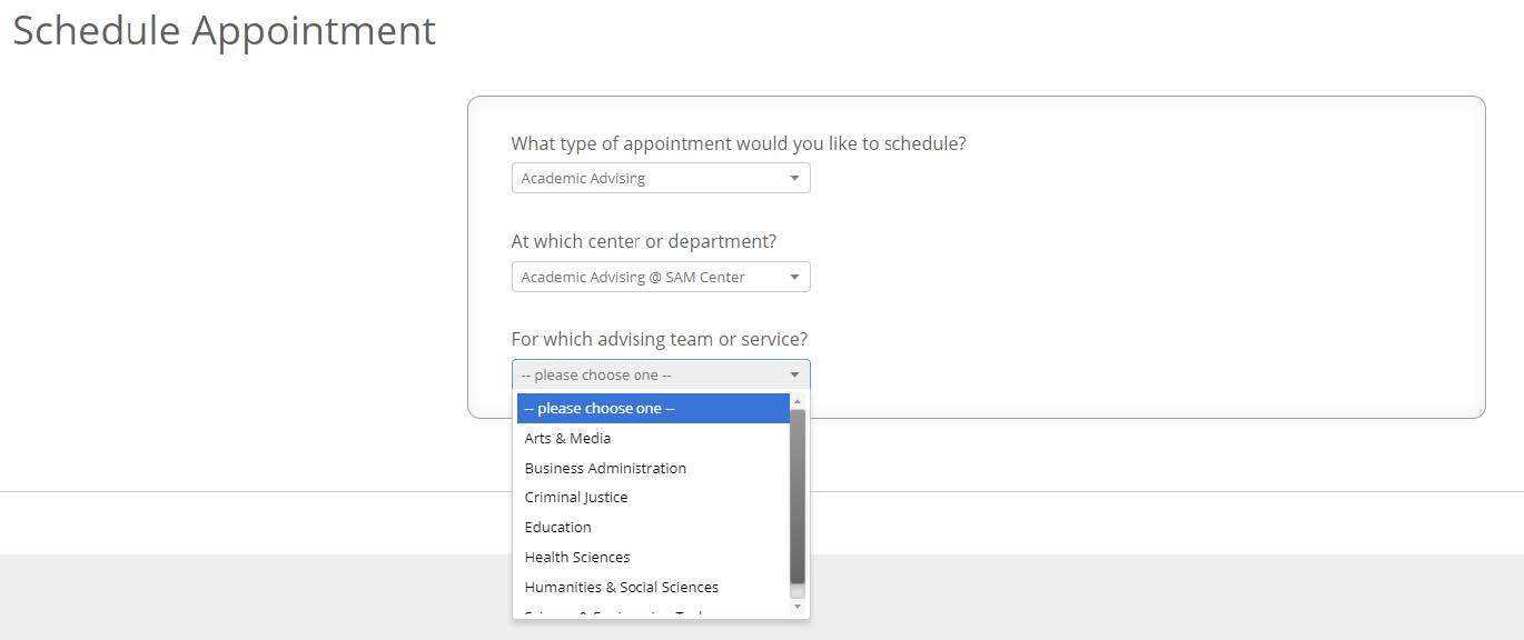 Team or service dropdown menu